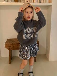 DAZY Young Girls Sequin Decor Korean Style Party Casual Shorts - Silver - View 1