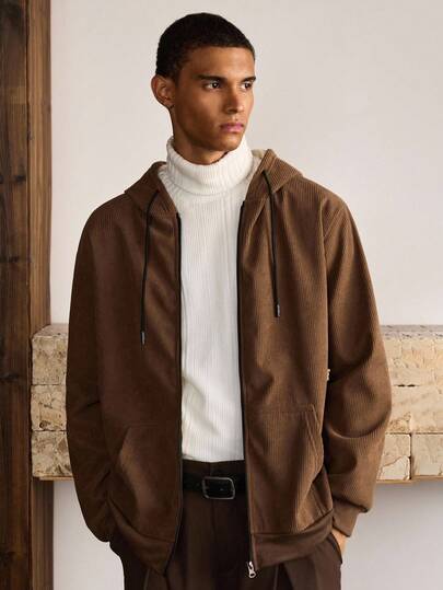 SWAVVY Chaqueta con capucha versátil y casual con forro térmico para hombres, otoño/invierno