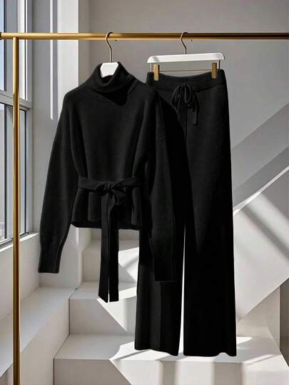 Franclia 2件套女士高端优雅针织毛衣，白色，秋冬