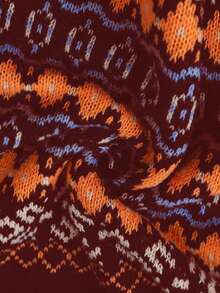 Linhara Áo len chui đầu dệt kim jacquard chắp vá cổ điển dành cho nữ, thích hợp cho lễ Halloween, năm mới, ngày lễ tình nhân, lễ tạ ơn, giáng sinh, lễ phục sinh, tiệc tùng, đêm giao thừa - Màu Đỏ Sâu - Xem 6