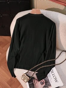 SHEIN Cárdigan casual de mujer de manga larga con cuello en V y botones