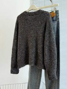 Franclia Rhinestone Embellished Colorblock Crew Neck Long Sleeve Sweater For Women - Grey - View 2