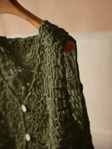 Elaquor Plus Size Women's Fashion Bohemian Button Knit Vest/Winter Knitted Cover Up Green Knit Top Summer Tops Women - Army Green - View 4
