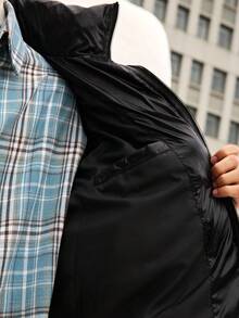 SWAVVY 男士纯色拉链连帽休闲冬季夹克 - 黑色 - 查看 6