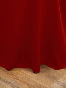 优雅藏蓝色交叉露背吊带连衣裙，适合少女穿着 - 酒紅色 - 查看 4