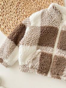 SHEIN 2 件 Babygirl 休闲蓬松豹纹立领夹克，秋冬