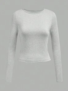 SHEIN EZwear 3pcs Women Casual Wide Neck Bodycon Long Sleeve T-Shirt Set, Autumn/Winter