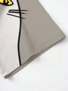 Manfinity Roughcore Áo thun nam cổ tròn tay ngắn in hình mèo hoạt hình đơn giản, đa năng - Nhiều màu - Xem 5