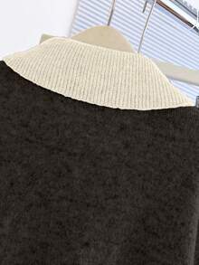 Franclia V-Neck 2 In 1 Long Sleeve Sweater, Autumn/Winter - Coffee Brown - View 8