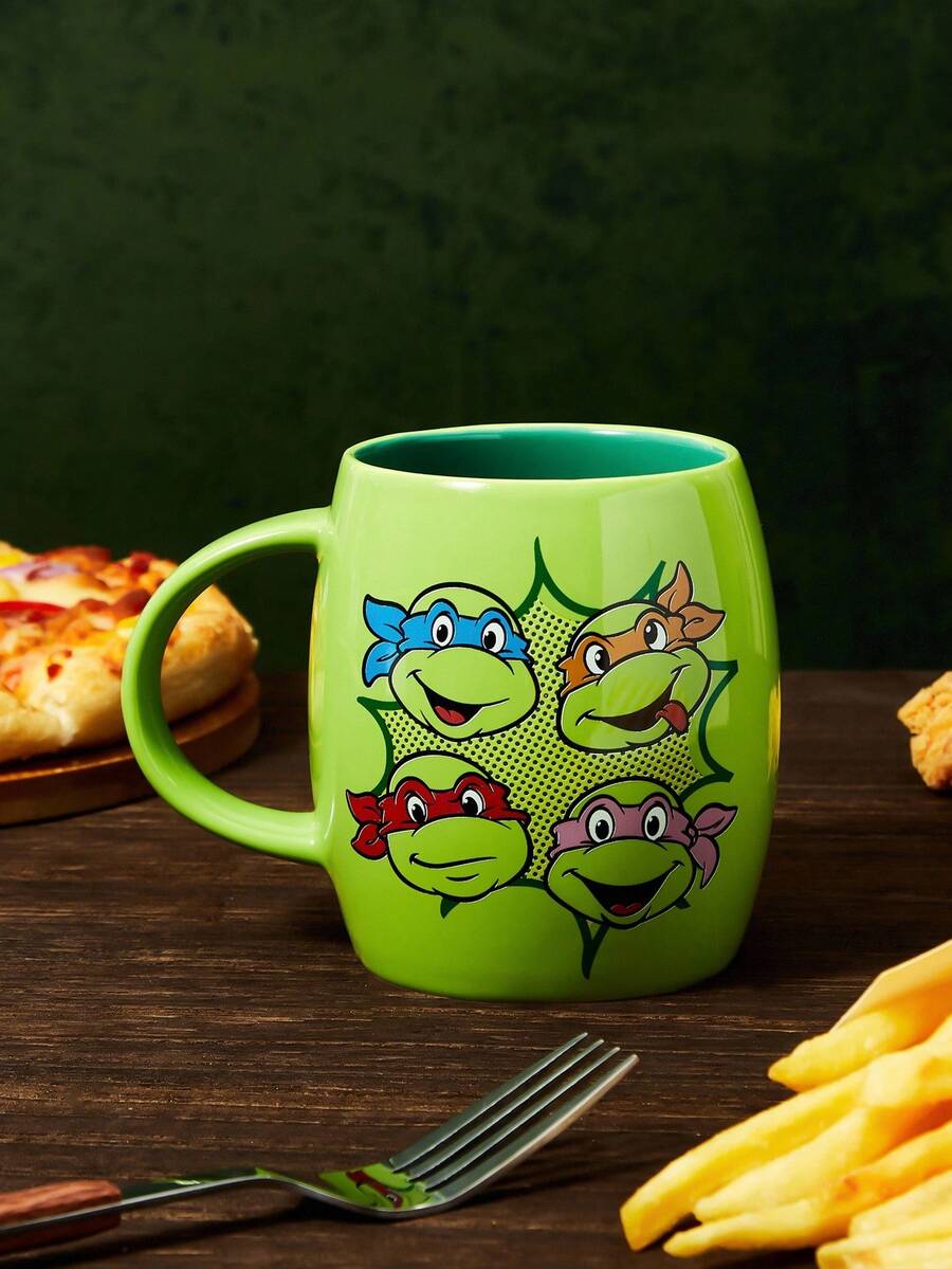 TEENAGE MUTANT NINJA TURTLES | SHEIN 420ml Cartoon Turtle Printed Ceramic Mug - Green - View 1