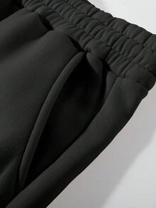 Manfinity Homme Men's Hooded Sweatshirt Set, Winter Cozy Fall & Winter Styles Winter Clothes - Black - View 7