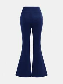 Girlism 2pcs/Set Tween Girls Solid Color Flared Pants Bottoms, Versatile Daily Wear - Navy Blue - View 12