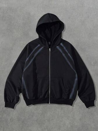 Street Life Sudadera con capucha con cremallera teñida a mano con aerosol para hombre, otoño