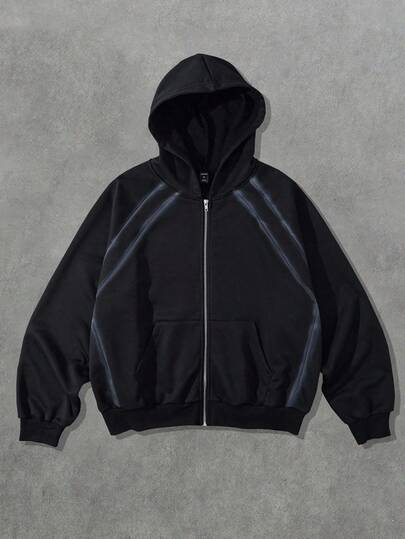 Street Life Men's Handmade Spray Dye Zip Up Hooded Sweatshirt, Fall