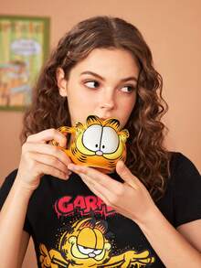 GARFIELD | SHEIN 380ml Cartoon Cat Ceramic Mug, For Coffee & Tea, Gifts - Yellow - View 1
