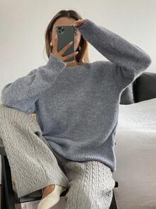 DAZY Oversized Slouchy Relaxed Fit Sweater For Women, Autumn/Winter - Grey - View 4