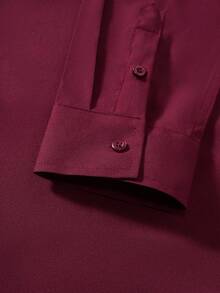 Manfinity Mode Men's Fuchsia Long Sleeve Casual Business Shirt Dark Red Shirt Burgundy Shirt For Men Red Dress Shirt Men Business Casual Men Shirt Maroon Shirt Men - Burgundy - View 6