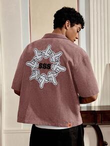 Manfinity VCAY Men's Casual Loose Fit Short Sleeve Woven Shirt, Fashionable Daily Wear