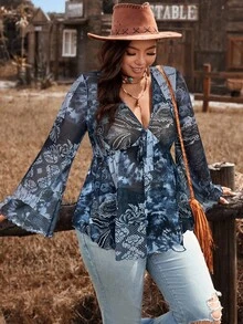 Freevana Plus Winter Thanksgiving Going Out Tops, Western Homecoming Attire Rave Flapper Top Festival Rave