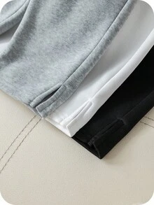 SHEIN 3件套男婴保暖宽松阔腿裤套装，舒适百搭休闲基础纯色运动裤，适合室内、室外、日常穿着、运动、派对、拍照、节日、街头穿搭、秋冬季运动裤 - 彩色 - 查看 6