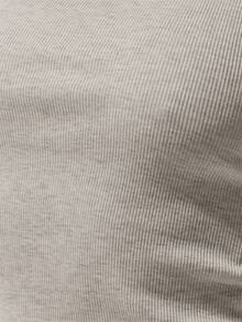 MUSERA ESSENTIALS Rib Scoop Neck Fitted Top Basic Casual Airport Holiday Back To School Winter ,Elegant Spring Summer - Grey - View 6