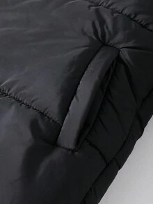 男童个性化字母印花拉链连帽夹克，带口袋，可机洗黑色风衣，适合滑雪、单板滑雪和寒冷天气 - 黑色 - 查看 3