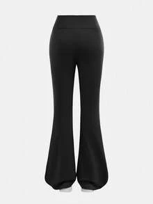 Girlism 2pcs/Set Tween Girls Solid Color Flared Pants Bottoms, Versatile Daily Wear - Navy Blue - View 6