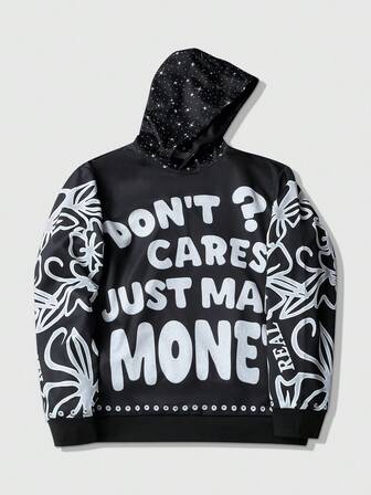 Street Life Herren modischer Hoodie mit Slogan-Aufdruck, Herbst