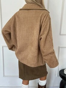 DAZY Women's Oversized Turtleneck Textured Knit Pullover Sweater, Casual & Relaxed Fit - Brown - View 6