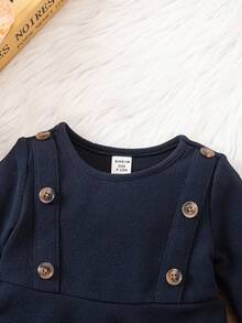 Emery Rose Kids Emery Rose Kids 海军蓝色学院风长袖连衣裙