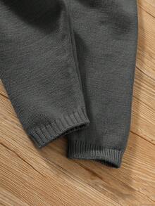 SHEIN 2pcs/Set Young Boys Casual Raglan Loose Striped Crew Neck Sweater Top And Ribbed Hem Pants Set, Suitable For Autumn/Winter Wear, Homewear And Outings, Thick Collegiate Style