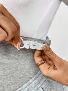 Plussiva Plus Size Maternity Casual Everyday Commute Simple Solid Color Adjustable Waist Side Pockets Loose Wide Leg Pants   Winter - Grey - View 5