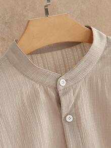 HIMLAND Men's Casual Solid Color Short Sleeve Shirt