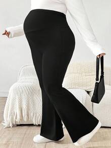 SHEIN Fall Clothes,Autumn Clothes,Maternity Autumn/Winter Clothes  Maternity Plus Size Casual Solid Color Flare Pants Maternity Pants Pregnancy Pants Plus Size Flare Pants Pregnancy Clothes Plus Size Bell Bottoms Bell Bottom Pants