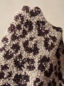 Bohemela 波西米亚风秋冬时尚豹纹抽绳腰阔腿针织裤，西部乡村风格，适合度假、日常穿着、返校季、万圣节、圣诞节等场合。 - 棕色 - 查看 8