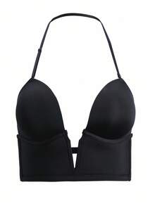 1pc Women's Strapless, Adjustable, Minimalist Wireless Bra - Black - View 6