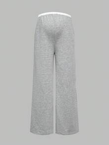 Modmama 2件套孕妇休闲圆领长袖上衣和裤子套装 - 白色 - 查看 4