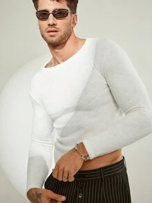 FeverCity Men Casual Solid Color Slim Fit Long Sleeve T-Shirt, Fall - Black - View 3