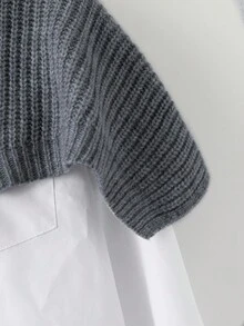 GlowEve CURVE 大码女式纯色休闲不对称针织披肩和针织迷你裙套装，秋季