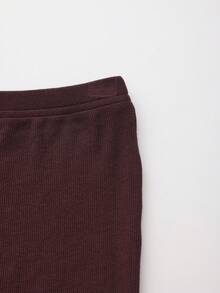 Chiquease 2025 Autumn New Arrival Women's Caramel Brown Ribbed Pants - Stretchy Ribbed Texture Fabric (Non-Stuffy & Skin-Friendly), Mid-Rise Slightly Flared Fit (Figure-Flattering, Hides Excess Fat), Practical Style For Wearing Alone In Early Autumn / Pairing With Boots In Late Autumn - Brown - View 7