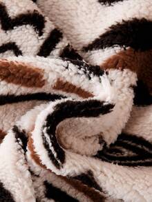 Genkimix Kids 小男孩复古图案长袖拉链夹克，适合秋冬季、户外、休闲、运动、上学、日常穿着 - 杏色 - 查看 4