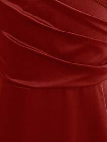 优雅藏蓝色交叉露背吊带连衣裙，适合少女穿着 - 酒紅色 - 查看 5