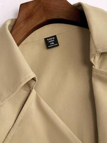 SHEIN CURVE+ Oversized Lapel Double-Breasted Design Waist Belt Cinched Waist Mid-Length Casual Trench Coat