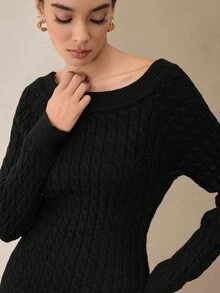 Graceveil Abito maglione invernale da donna con nodo attorcigliato, colore nero - nero - Visualizzare 14