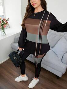 SHEIN LUNE 大码返校装女装秋季女装复古女装商务休闲女装曲线返校节老钱风格女装两件套 - 黑色 - 查看 2