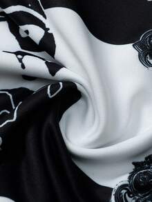 ROMWE MEN Street Life 男士复古圣母玛利亚条纹字母印花街头风套头卫衣，秋季款 - 黑與白 - 查看 8