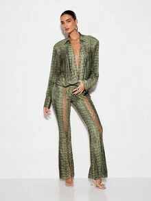 KIZN Long Sleeve Lace Up Leg Mock Neck Bodysuit Fall Winter Statement Piece Occasion Wear Draping Evening Party Holiday Club Wear