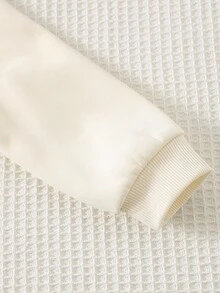 Cozy Pixies 2 件女婴粉色字母印花圆领卫衣 + 打底裤套装，拼接加厚衬里，适合冬季 - 白色 - 查看 6