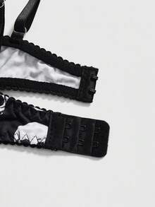 ROMWE Women's Gothic Skull Print Underwire Bra And Panty Set - Black - View 3