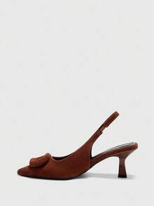 CUCCOO BIZCHIC Sandálias de Salto Alto Estileto Sem Calcanhar com Tira no Tornozelo, Bico Fino, Minimalistas e Elegantes - Castanho - Visão 4